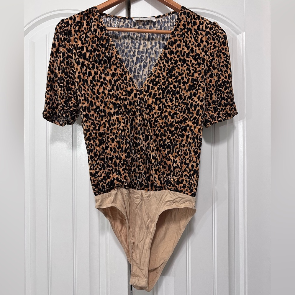 Wayf Tan and Black Animal Print Bodysuit